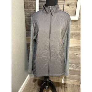 Style & Co gray quilted fleece jacket full zip NEW women's size large